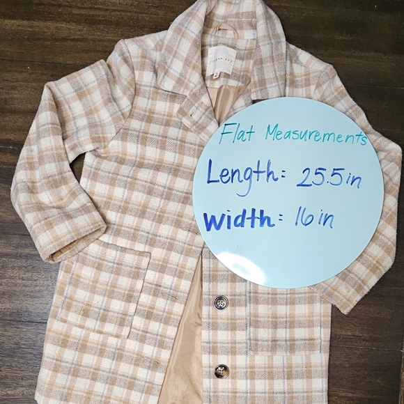 Copper Key 》 Plaid Coat - Beige/White/Blue Check Pattern - Picture 2 of 3